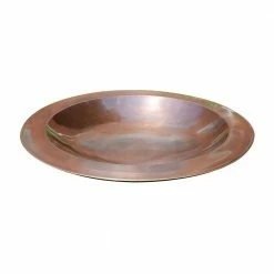 24 in. Dia Antique Copper Plated Large Brass Classic Birdbath with Shallow Rimmed Bowl by ACHLA DESIGNS