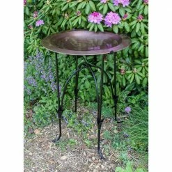 24 in. Dia Round Antique Finished Brass Classic Copper Birdbath with Black Wrought Iron Phoebe Stand by ACHLA DESIGNS 7 24 in. Dia Round Antique Finished Brass Classic Copper Birdbath with Black Wrought Iron Phoebe Stand by ACHLA DESIGNS -Cheap Bird & Wildlife Supplies Store achla designs bird bath fountains cbb 01 s15 1f 1000