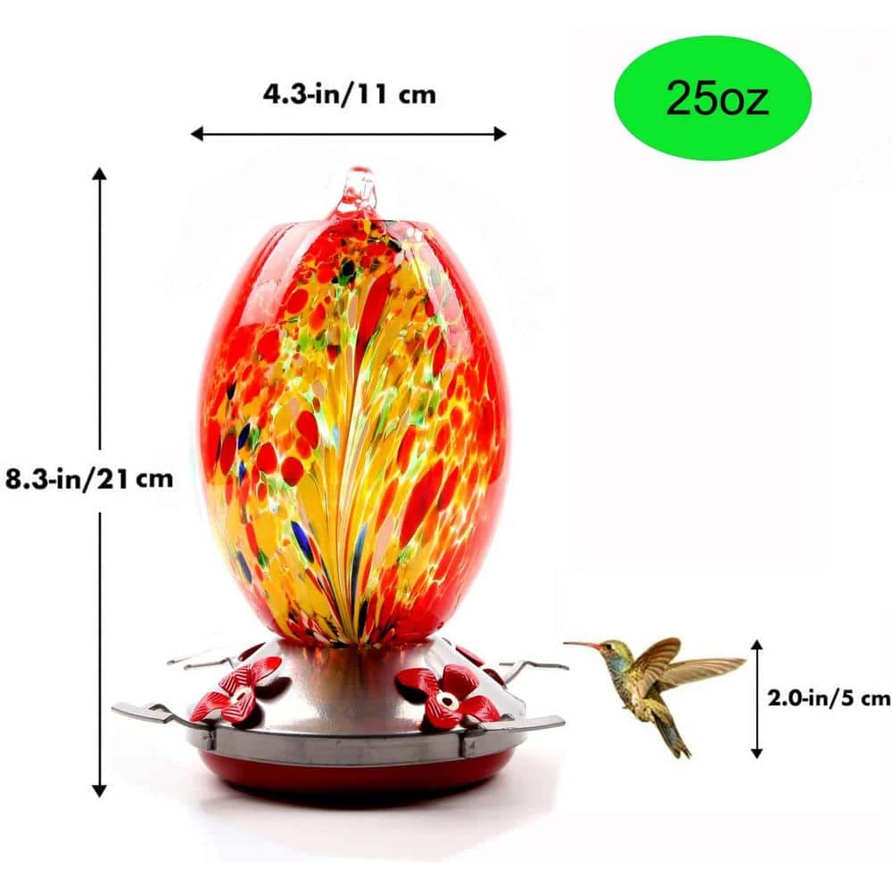 Garden Hummingbird Feeder with Perch - Hand Blown Glass by Afoxsos 4 Garden Hummingbird Feeder with Perch - Hand Blown Glass by Afoxsos - Image 4