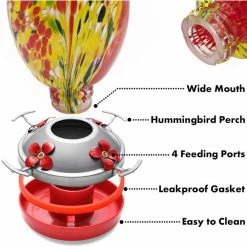 Garden Hummingbird Feeder with Perch - Hand Blown Glass by Afoxsos 8 Garden Hummingbird Feeder with Perch - Hand Blown Glass by Afoxsos -Cheap Bird & Wildlife Supplies Store afoxsos bird feeders hdmx139 4f 1000