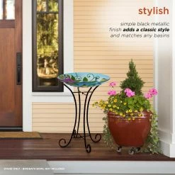 23 in. Tall Outdoor Metal Bird Bath Stand Decor Accessory, Black by Alpine Corporation -Cheap Bird & Wildlife Supplies Store alpine corporation bird bath fountains kpp160 1d 1000