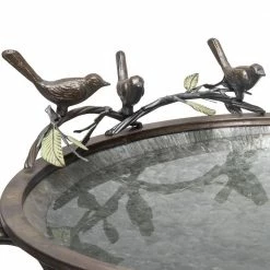 36 in. Tall Outdoor Antique Style Galvanized Metal Birdbath Bowl with Bird Figurines by Alpine Corporation -Cheap Bird & Wildlife Supplies Store alpine corporation bird bath fountains ors684 1f 1000