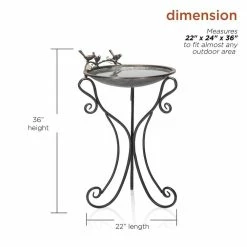 36 in. Tall Outdoor Antique Style Galvanized Metal Birdbath Bowl with Bird Figurines by Alpine Corporation -Cheap Bird & Wildlife Supplies Store alpine corporation bird bath fountains ors684 40 1000