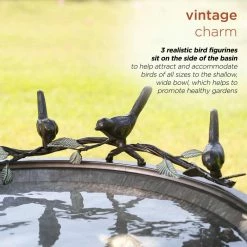 36 in. Tall Outdoor Antique Style Galvanized Metal Birdbath Bowl with Bird Figurines by Alpine Corporation -Cheap Bird & Wildlife Supplies Store alpine corporation bird bath fountains ors684 66 1000