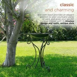 36 in. Tall Outdoor Antique Style Galvanized Metal Birdbath Bowl with Bird Figurines by Alpine Corporation -Cheap Bird & Wildlife Supplies Store alpine corporation bird bath fountains ors684 77 1000