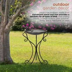 36 in. Tall Outdoor Antique Style Galvanized Metal Birdbath Bowl with Bird Figurines by Alpine Corporation -Cheap Bird & Wildlife Supplies Store alpine corporation bird bath fountains ors684 a0 1000