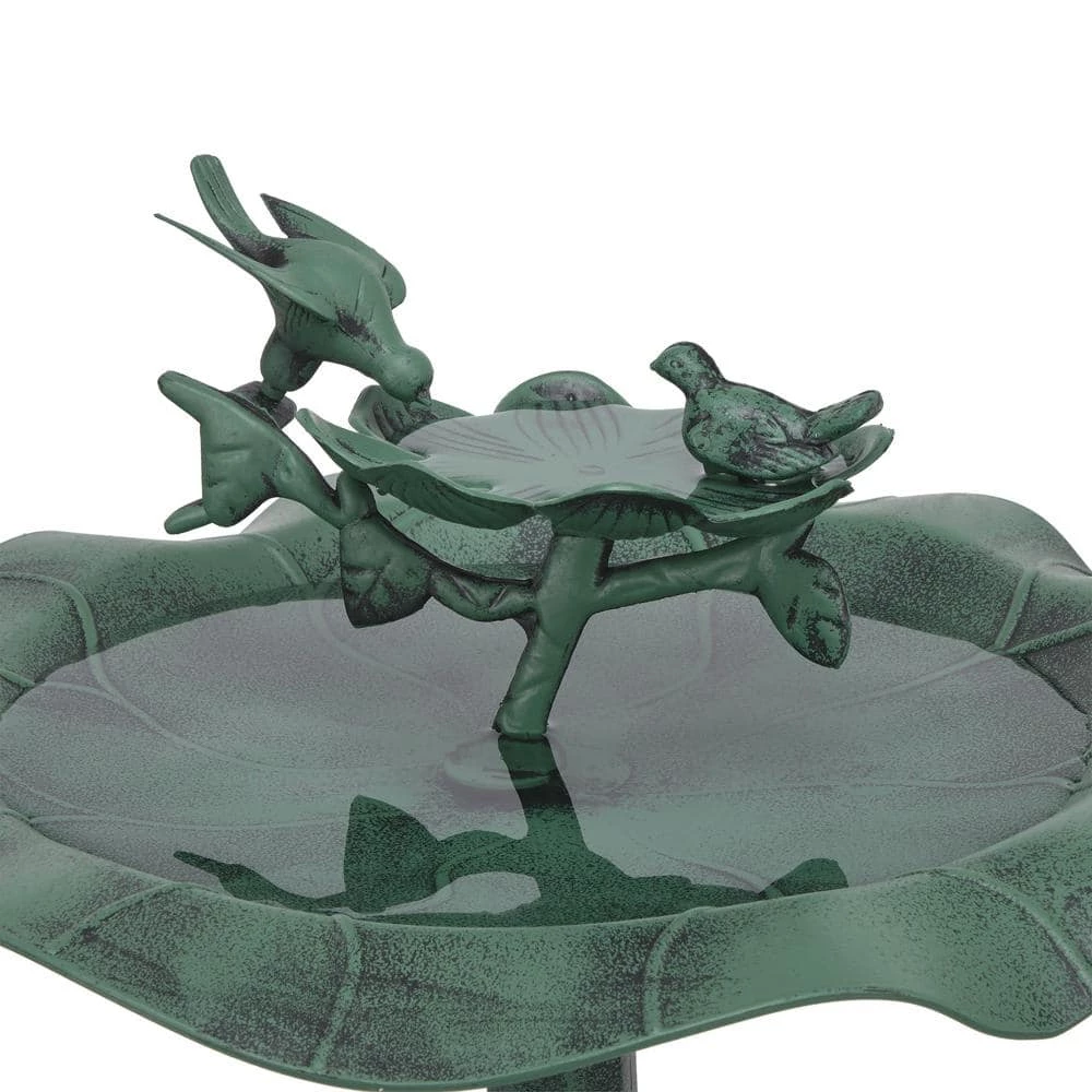 33 in. Tall Outdoor Lotus Birdbath Yard Statue, Green by Alpine Corporation 10 33 in. Tall Outdoor Lotus Birdbath Yard Statue, Green by Alpine Corporation - Image 10