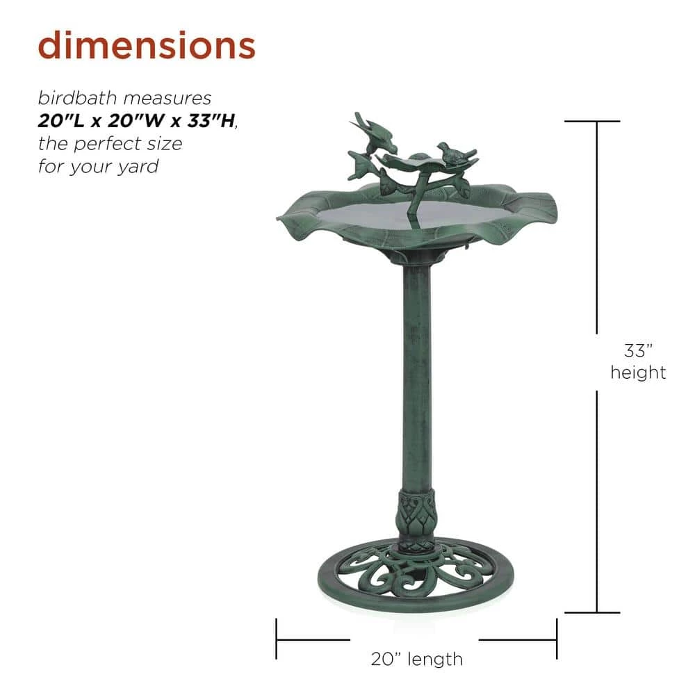 33 in. Tall Outdoor Lotus Birdbath Yard Statue, Green by Alpine Corporation 3 33 in. Tall Outdoor Lotus Birdbath Yard Statue, Green by Alpine Corporation - Image 3
