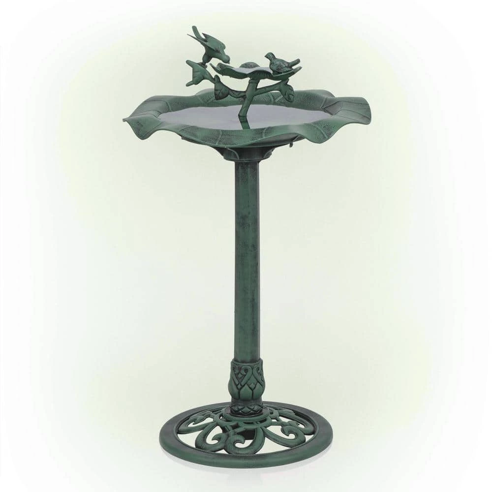 33 in. Tall Outdoor Lotus Birdbath Yard Statue, Green by Alpine Corporation 1 33 in. Tall Outdoor Lotus Birdbath Yard Statue, Green by Alpine Corporation