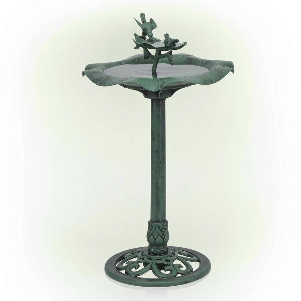 33 in. Tall Outdoor Lotus Birdbath Yard Statue, Green by Alpine Corporation 8 33 in. Tall Outdoor Lotus Birdbath Yard Statue, Green by Alpine Corporation - Image 8