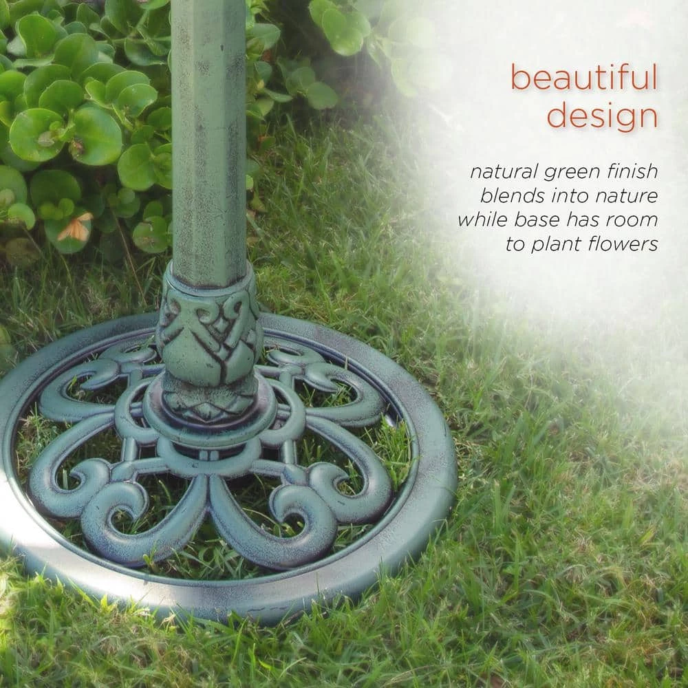 31 in. Tall Outdoor Antique Flower Birdbath with Bird Decoration Yard Statue by Alpine Corporation 5 31 in. Tall Outdoor Antique Flower Birdbath with Bird Decoration Yard Statue by Alpine Corporation - Image 5