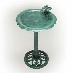 31 in. Tall Outdoor Antique Flower Birdbath with Bird Decoration Yard Statue by Alpine Corporation 17 31 in. Tall Outdoor Antique Flower Birdbath with Bird Decoration Yard Statue by Alpine Corporation -Cheap Bird & Wildlife Supplies Store alpine corporation bird bath fountains tec114 4f 1000