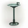 31 in. Tall Outdoor Antique Flower Birdbath with Bird Decoration Yard Statue by Alpine Corporation