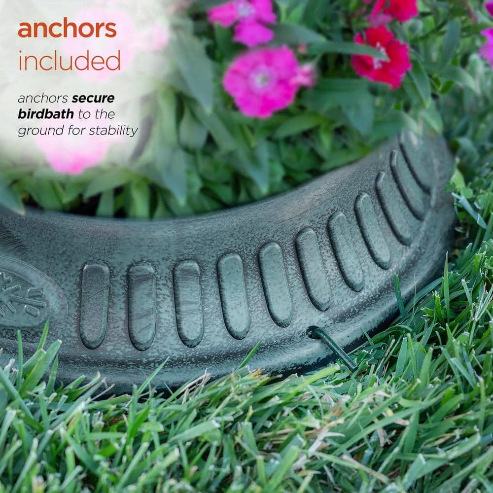 25 in. Tall Outdoor Birdbath with Planter Yard Statue, Green by Alpine Corporation 5 25 in. Tall Outdoor Birdbath with Planter Yard Statue, Green by Alpine Corporation - Image 5