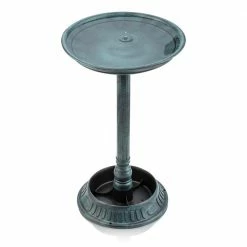 25 in. Tall Outdoor Birdbath with Planter Yard Statue, Green by Alpine Corporation