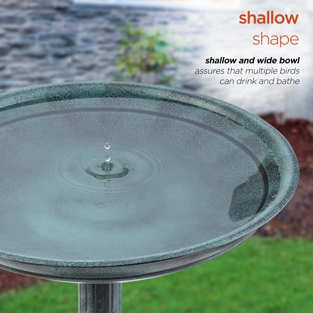 25 in. Tall Outdoor Birdbath with Planter Yard Statue, Green by Alpine Corporation 7 25 in. Tall Outdoor Birdbath with Planter Yard Statue, Green by Alpine Corporation - Image 7