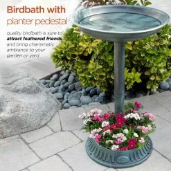 25 in. Tall Outdoor Birdbath with Planter Yard Statue, Green by Alpine Corporation 13 25 in. Tall Outdoor Birdbath with Planter Yard Statue, Green by Alpine Corporation -Cheap Bird & Wildlife Supplies Store alpine corporation bird bath fountains tiz112 a0 1000