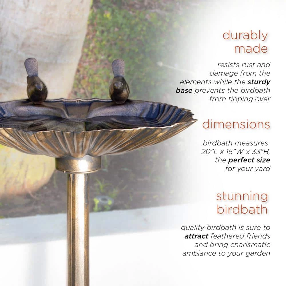 33 in. Tall Outdoor Vintage Birdbath with Bird Figurines Yard Statue by Alpine Corporation 6 33 in. Tall Outdoor Vintage Birdbath with Bird Figurines Yard Statue by Alpine Corporation - Image 6
