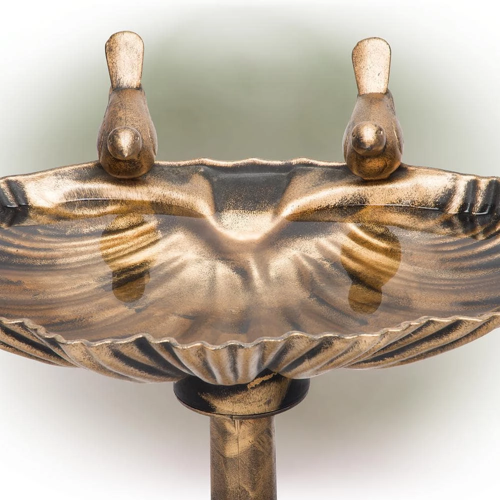 33 in. Tall Outdoor Vintage Birdbath with Bird Figurines Yard Statue by Alpine Corporation 7 33 in. Tall Outdoor Vintage Birdbath with Bird Figurines Yard Statue by Alpine Corporation - Image 7