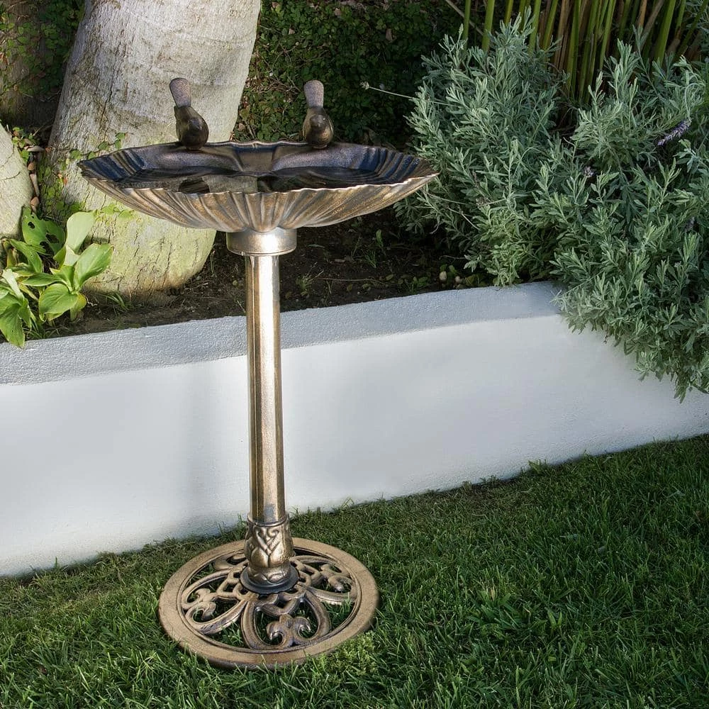 33 in. Tall Outdoor Vintage Birdbath with Bird Figurines Yard Statue by Alpine Corporation 2 33 in. Tall Outdoor Vintage Birdbath with Bird Figurines Yard Statue by Alpine Corporation - Image 2