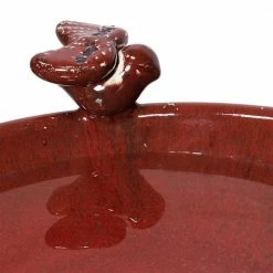 24 in. Tall Outdoor Ceramic Antique Pedestal Birdbath with 2 Bird Figurines, Red by Alpine Corporation -Cheap Bird & Wildlife Supplies Store alpine corporation bird bath fountains tlr102rd 1f 1000