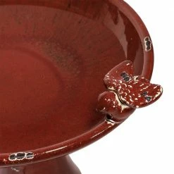 24 in. Tall Outdoor Ceramic Antique Pedestal Birdbath with 2 Bird Figurines, Red by Alpine Corporation -Cheap Bird & Wildlife Supplies Store alpine corporation bird bath fountains tlr102rd 44 1000
