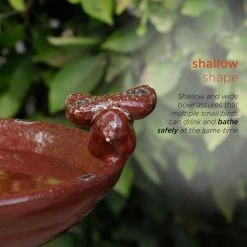 24 in. Tall Outdoor Ceramic Antique Pedestal Birdbath with 2 Bird Figurines, Red by Alpine Corporation -Cheap Bird & Wildlife Supplies Store alpine corporation bird bath fountains tlr102rd 66 1000