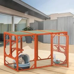 Wooden Cat Cage with Green Asphalt Roof, Galvanized Wire Mesh by Amucolo 11 Wooden Cat Cage with Green Asphalt Roof, Galvanized Wire Mesh by Amucolo -Cheap Bird & Wildlife Supplies Store amucolo beds cages bss cyw1 5129 fa 1000