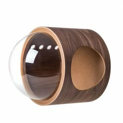 MYZOO Small Spaceship Gamma Wall Mounted Walnut Cat Bed Open on the Right by AndMakers -Cheap Bird & Wildlife Supplies Store andmakers cat beds mz ss gamma r w 4f 1000