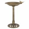 22 in. x 28 in. Antique Gold Freestanding Pedestal Bird Bath Feeder by ANGELES HOME