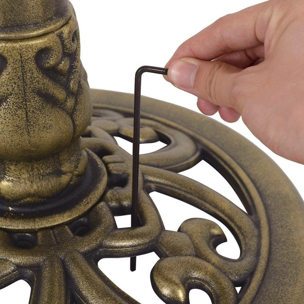 22 in. x 28 in. Antique Gold Freestanding Pedestal Bird Bath Feeder by ANGELES HOME 3 22 in. x 28 in. Antique Gold Freestanding Pedestal Bird Bath Feeder by ANGELES HOME - Image 3