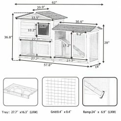 5.1 ft. x 1.7 ft x 3.1 ft. Small Animal House Pet Rabbit Hutch Wooden Chicken Coop with Tray and Ramp - Medium Gray by Angel Sar 14 5.1 ft. x 1.7 ft x 3.1 ft. Small Animal House Pet Rabbit Hutch Wooden Chicken Coop with Tray and Ramp - Medium Gray by Angel Sar -Cheap Bird & Wildlife Supplies Store beds cages ad000041 4f 1000