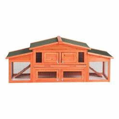 5.9 ft. x 1.7 ft. x 2.4 ft. Wood Rabbit Hutch Outdoor Small Animals House Chicken Coop with 2 Run Play Area - Large by Angel Sar