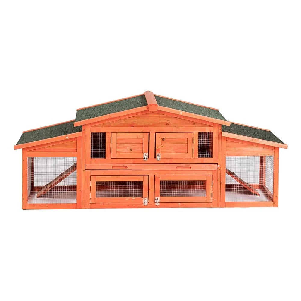 5.9 ft. x 1.7 ft. x 2.4 ft. Wood Rabbit Hutch Outdoor Small Animals House Chicken Coop with 2 Run Play Area - Large by Angel Sar 1 5.9 ft. x 1.7 ft. x 2.4 ft. Wood Rabbit Hutch Outdoor Small Animals House Chicken Coop with 2 Run Play Area - Large by Angel Sar