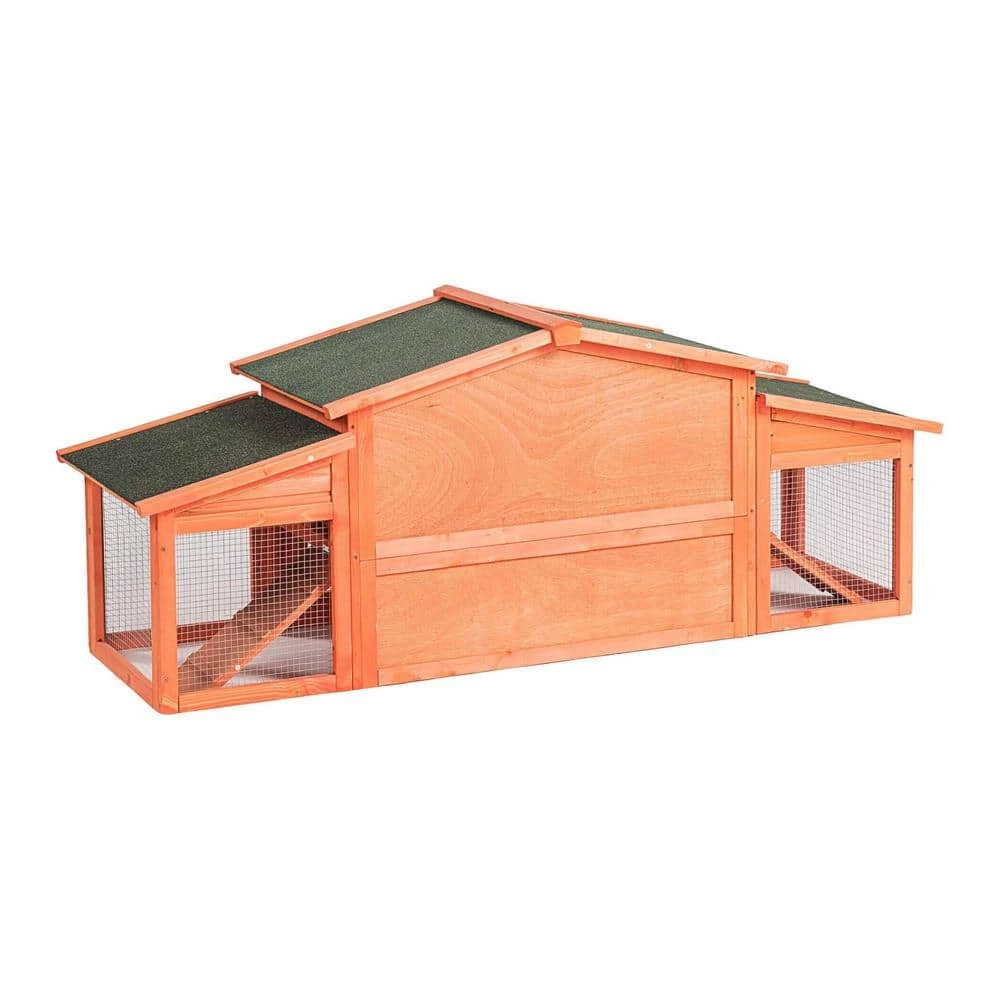 5.9 ft. x 1.7 ft. x 2.4 ft. Wood Rabbit Hutch Outdoor Small Animals House Chicken Coop with 2 Run Play Area - Large by Angel Sar 3 5.9 ft. x 1.7 ft. x 2.4 ft. Wood Rabbit Hutch Outdoor Small Animals House Chicken Coop with 2 Run Play Area - Large by Angel Sar - Image 3