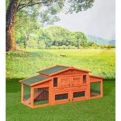 5.9 ft. x 1.7 ft. x 2.4 ft. Wood Rabbit Hutch Outdoor Small Animals House Chicken Coop with 2 Run Play Area - Large by Angel Sar 17 5.9 ft. x 1.7 ft. x 2.4 ft. Wood Rabbit Hutch Outdoor Small Animals House Chicken Coop with 2 Run Play Area - Large by Angel Sar -Cheap Bird & Wildlife Supplies Store beds cages ad000046 fa 1000