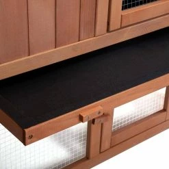 2 Layers Wooden Outdoor Bunny Rabbit Hutch With Ventilation Door Removable Tray and Ramp-Large by ANGELES HOME -Cheap Bird & Wildlife Supplies Store beds cages dck0102hp663y 1f 1000