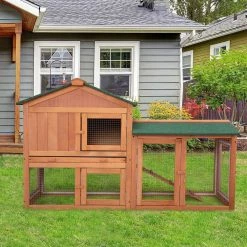 2 Layers Wooden Outdoor Bunny Rabbit Hutch With Ventilation Door Removable Tray and Ramp-Large by ANGELES HOME -Cheap Bird & Wildlife Supplies Store beds cages dck0102hp663y 31 1000