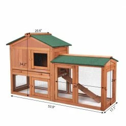 2 Layers Wooden Outdoor Bunny Rabbit Hutch With Ventilation Door Removable Tray and Ramp-Large by ANGELES HOME -Cheap Bird & Wildlife Supplies Store beds cages dck0102hp663y fa 1000