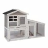 Outdoor Wooden Chicken Coop Backyard Garden Animals Pet Cage with Run, Ventilation Door, and Removable Tray, Gray by Tatayosi