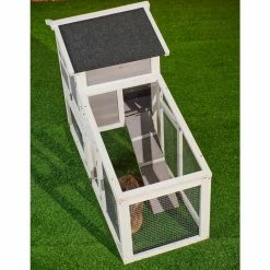 Outdoor Wooden Chicken Coop Backyard Garden Animals Pet Cage with Run, Ventilation Door, and Removable Tray, Gray by Tatayosi -Cheap Bird & Wildlife Supplies Store beds cages djyc h w22533886 76 1000