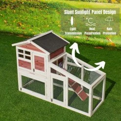 Outdoor Wooden Chicken Coop Backyard Garden Animals Pet Cage with Run, Ventilation Door, and Removable Tray, Red by Tatayosi 11 Outdoor Wooden Chicken Coop Backyard Garden Animals Pet Cage with Run, Ventilation Door, and Removable Tray, Red by Tatayosi -Cheap Bird & Wildlife Supplies Store beds cages djyc h w22533888 44 1000