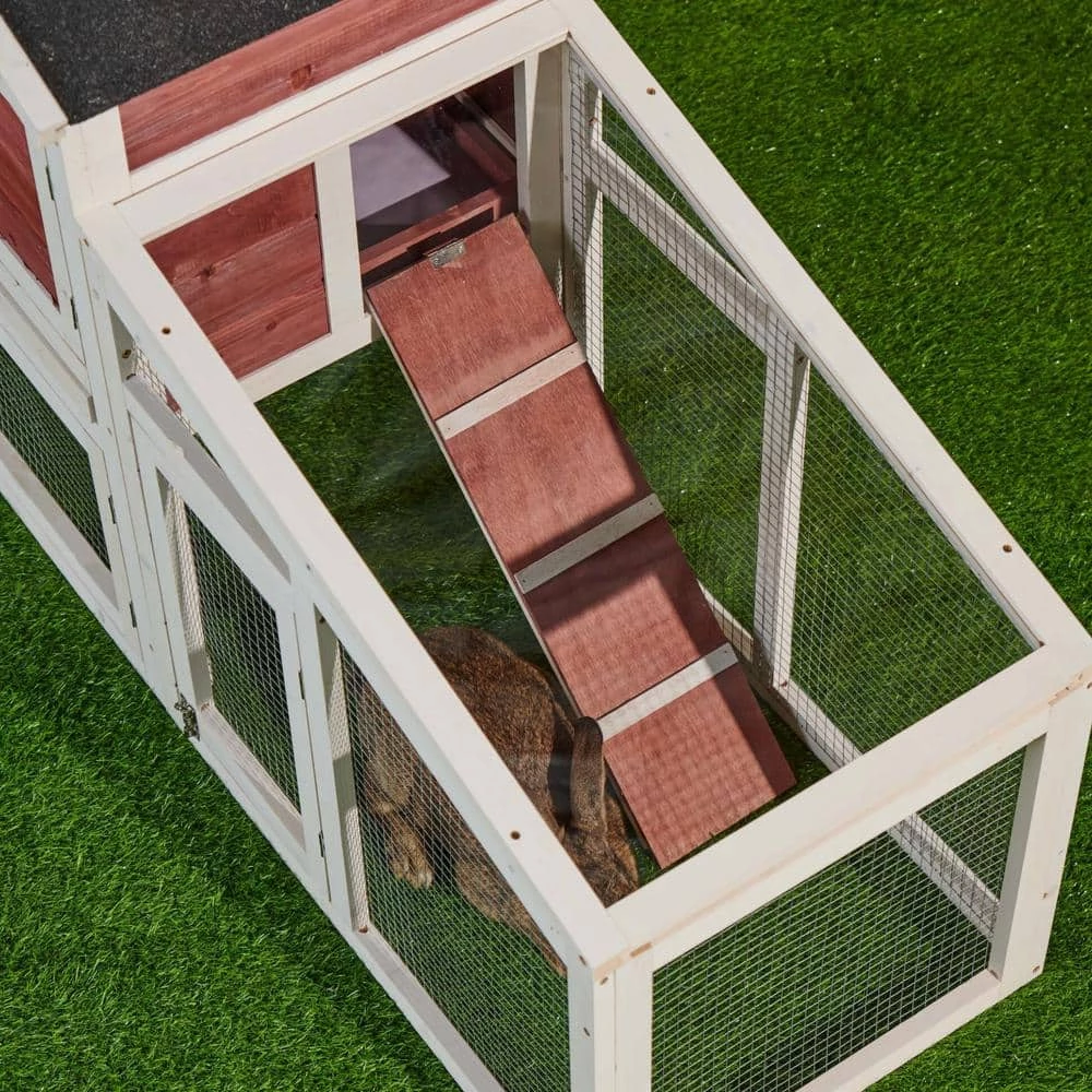 Outdoor Wooden Chicken Coop Backyard Garden Animals Pet Cage with Run, Ventilation Door, and Removable Tray, Red by Tatayosi 6 Outdoor Wooden Chicken Coop Backyard Garden Animals Pet Cage with Run, Ventilation Door, and Removable Tray, Red by Tatayosi - Image 6