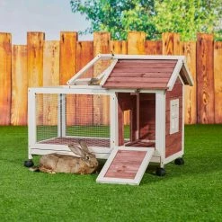 Outdoor Wooden Rabbit Hutch with Wheels, Red by Tatayosi -Cheap Bird & Wildlife Supplies Store beds cages djyc h w22533890 76 1000
