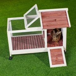 Outdoor Wooden Rabbit Hutch with Wheels, Red by Tatayosi -Cheap Bird & Wildlife Supplies Store beds cages djyc h w22533890 fa 1000