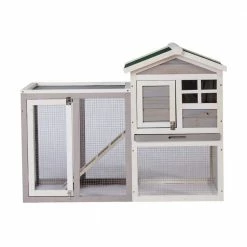 48 in. Large Chicken Coop Wooden Rabbit Hutch, Gray by Tatayosi