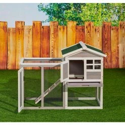 48 in. Large Chicken Coop Wooden Rabbit Hutch, Gray by Tatayosi -Cheap Bird & Wildlife Supplies Store beds cages djyc h w22534594 76 1000