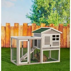 48 in. Large Chicken Coop Wooden Rabbit Hutch, Gray by Tatayosi -Cheap Bird & Wildlife Supplies Store beds cages djyc h w22534594 c3 1000