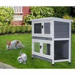 Two-layer indoors and outdoors wooden rabbit hutches, Wooden Pet House by Unbranded -Cheap Bird & Wildlife Supplies Store beds cages h w97636043 1f 1000