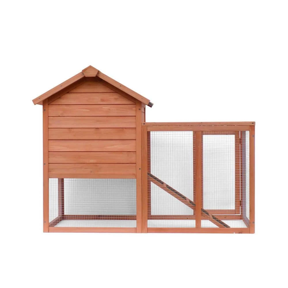 48.03 in. W Wooden Rabbit House Chicken Coop Kennels in Light Brown by Foobrues 2 48.03 in. W Wooden Rabbit House Chicken Coop Kennels in Light Brown by Foobrues - Image 2